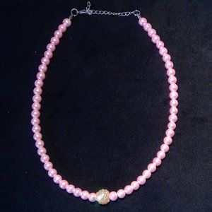 pink faux pearls necklace